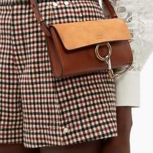 CHLOE Faye mini suede-panel leather cross-body bag